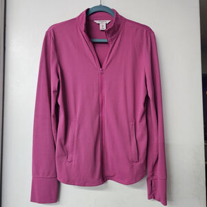 Tommy Bahama Womens Jacket Large Pink Golf Breathable Full Zip Transitional